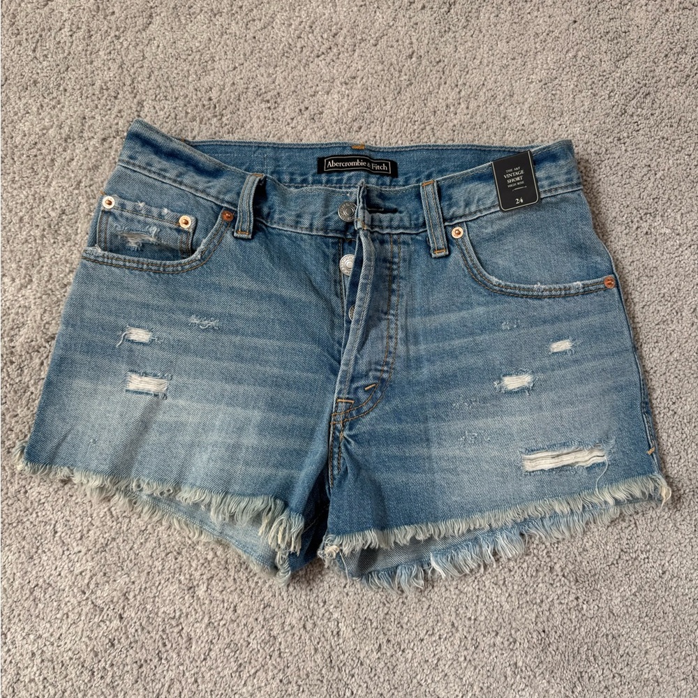 New Abercrombie & Fitch Vintage Distressed Blue Jean Shorts